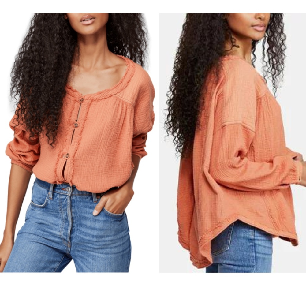 Free People Moving Mountains Button Up Top